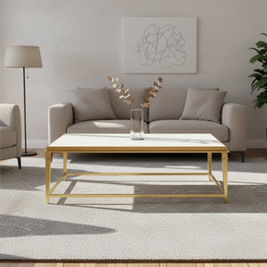 Alvaro Rectangular Coffee Table With White Marble Top