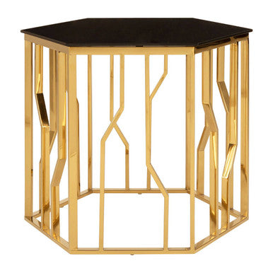 Alvaro Gold And Black Hexagonal Side Table