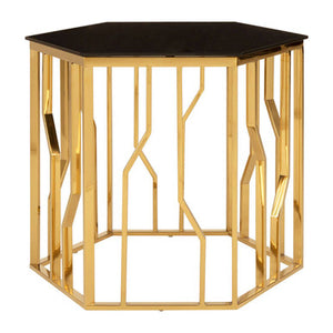Alvaro Gold And Black Hexagonal Side Table