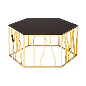 Alvaro Gold And Black Hexagonal Coffee Table
