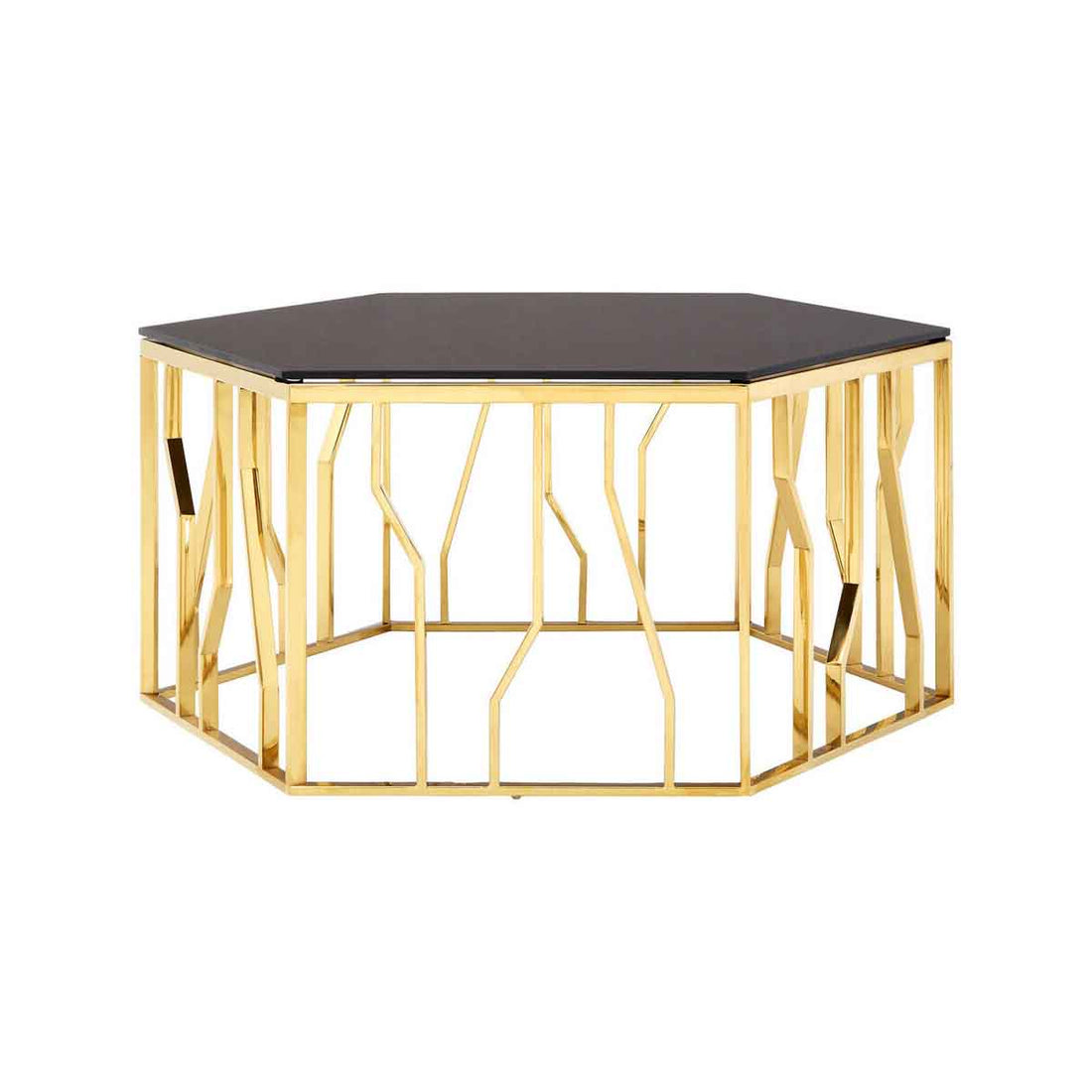 Alvaro Gold and Black Hexagonal Coffee Table