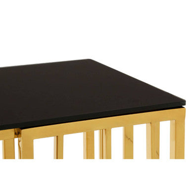 Alvaro Console Table In Gold And Black Glass Top - Image 5