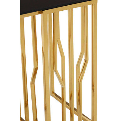 Alvaro Console Table In Gold And Black Glass Top - Image 6