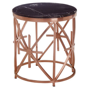 Alvaro Black Marble And Rose Gold Side Table