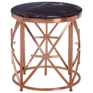Alvaro Black Marble And Rose Gold Side Table