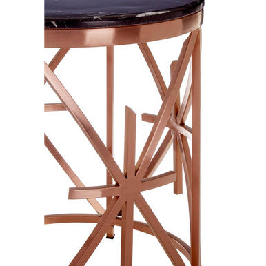 Alvaro Black Marble And Rose Gold Side Table - Image 4