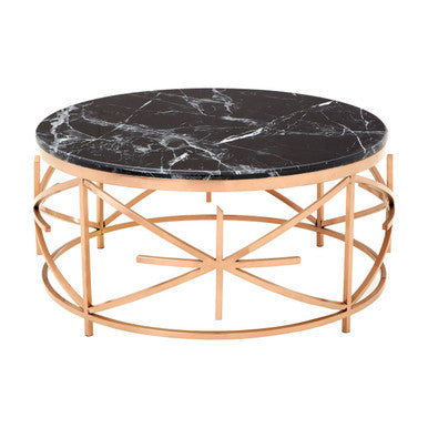 Alvaro Black Marble And Rose Gold Coffee Table