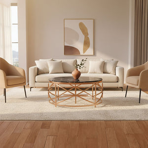 Alvaro Black Marble And Rose Gold Coffee Table