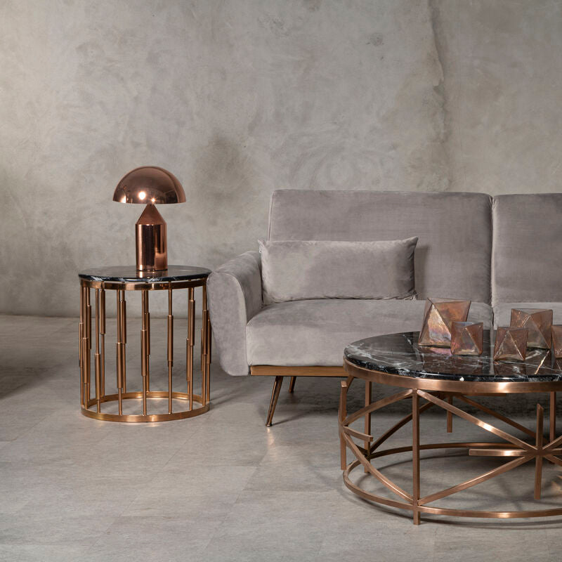 Alvaro Round Copper Finish Side Table