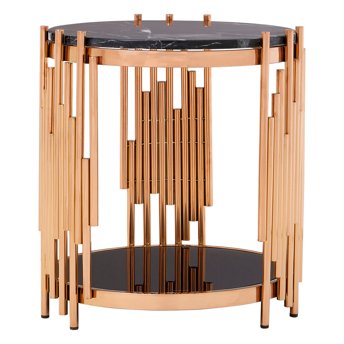 Alvaro Rose Gold And Black Marble Side Table