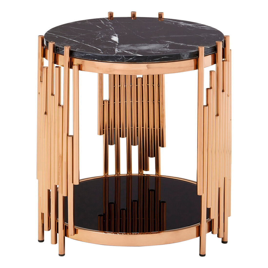 Alvaro Rose Gold And Black Marble Side Table