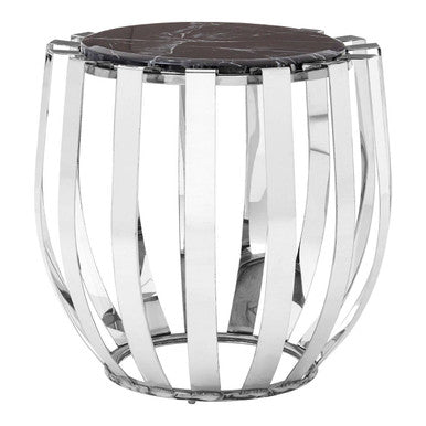 Alvaro Black Marble And Chrome Side Table