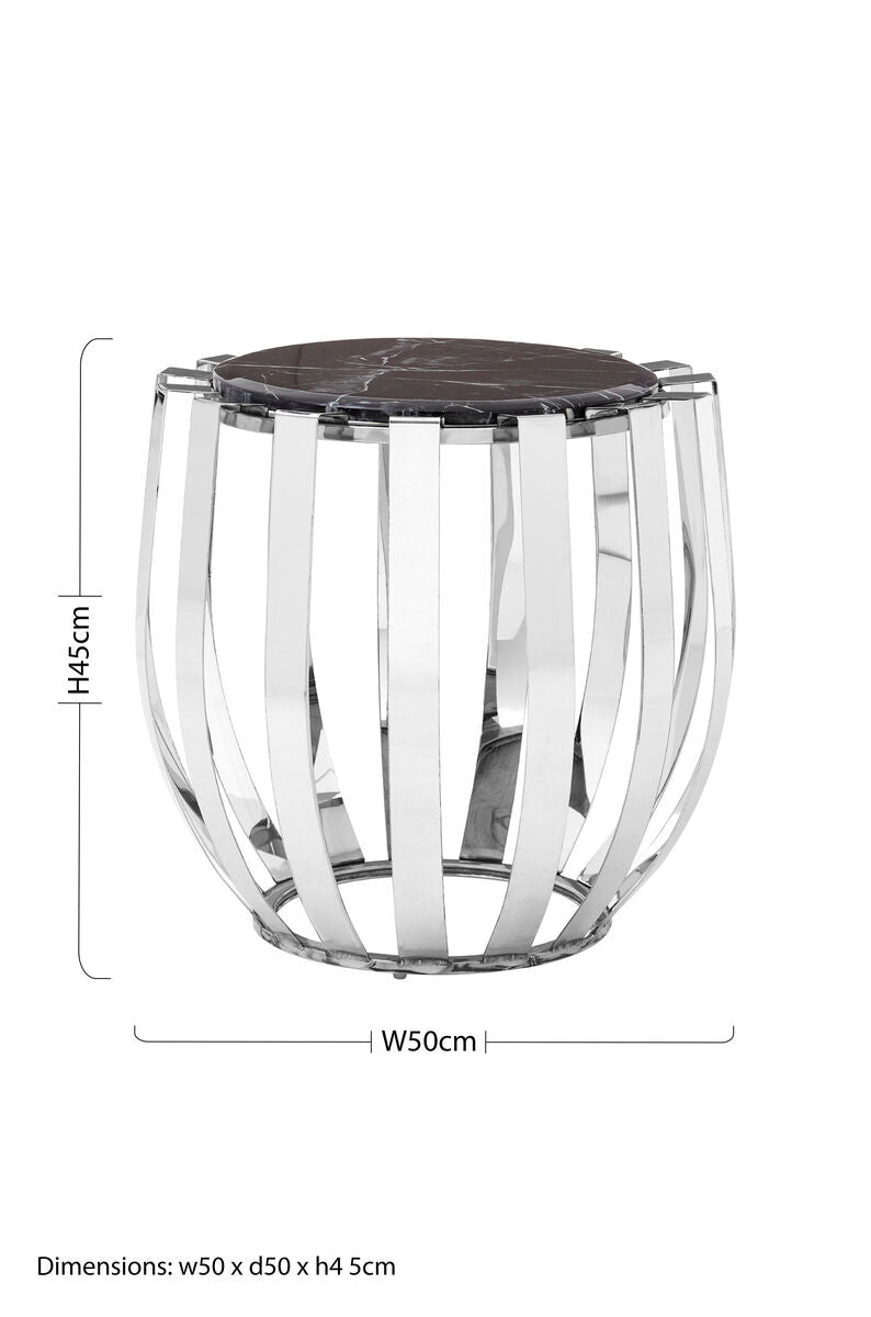Alvaro Black Marble And Chrome Side Table - Image 5