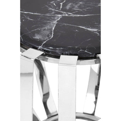 Alvaro Black Marble And Chrome Side Table - Image 4