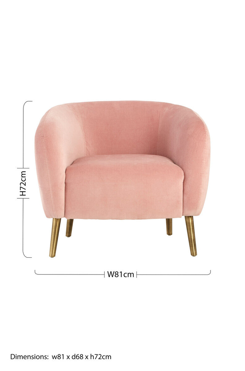Louxor Pink Velvet Round Armchair - Image 13