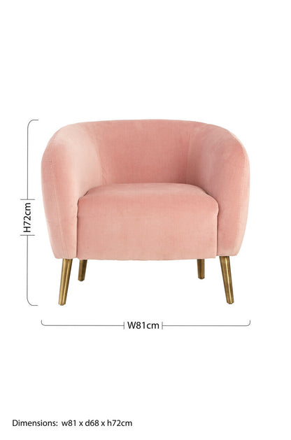 Louxor Pink Velvet Round Armchair