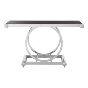 Novara Black Glass and Silver Finish Console Table