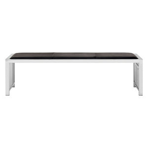 Novara Black Leather Bench with Stainless Steel Frame