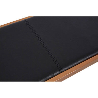Novara Black Leather and Rose Gold Finish Bench