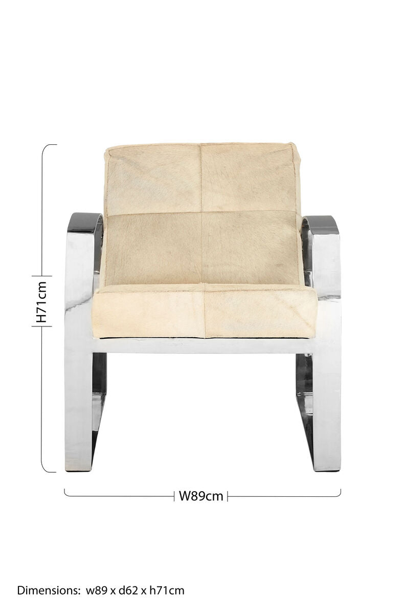 Kensington Townhouse Hairon Leather Chair With Steel Legs - Image 12