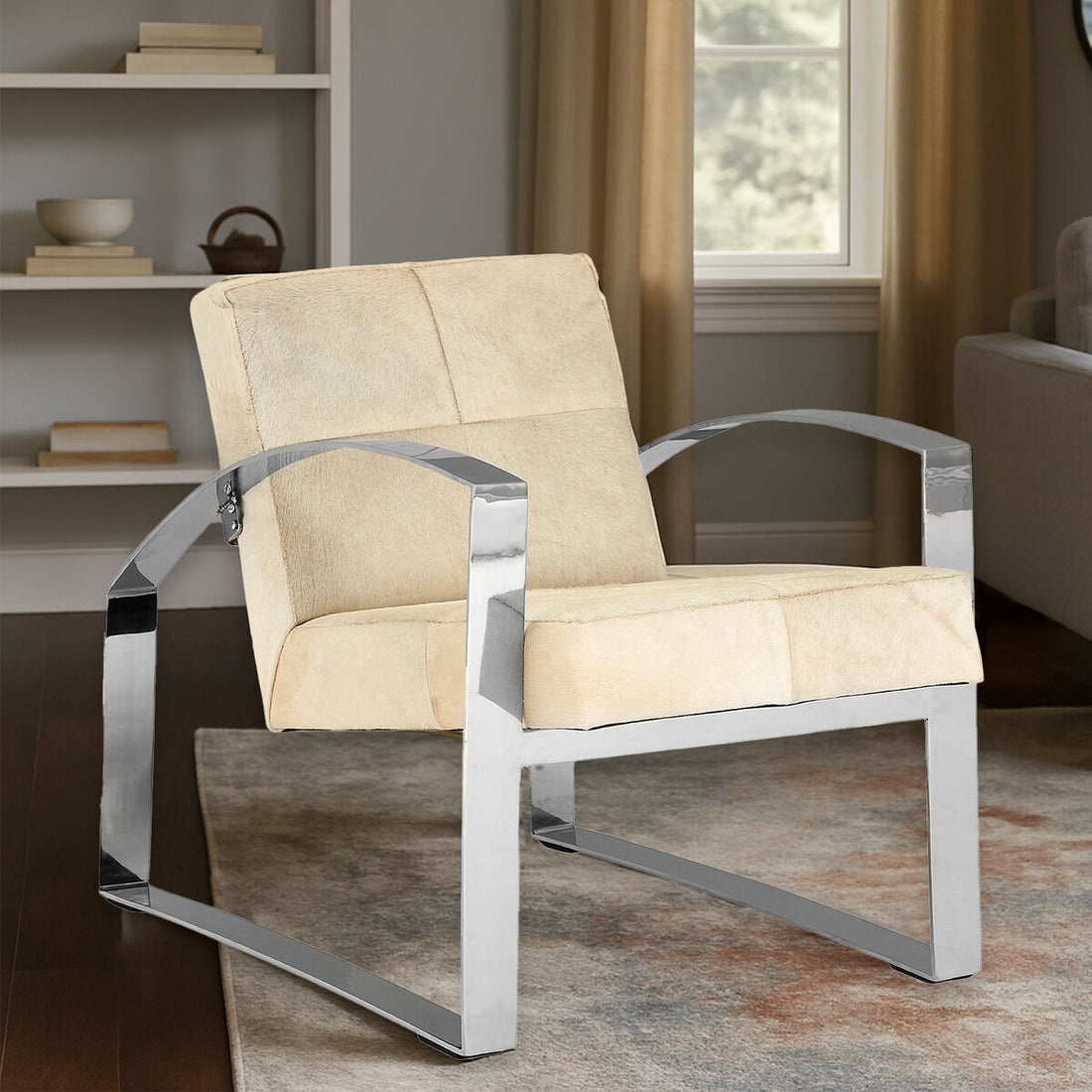 Kensington Townhouse Hairon Leather Chair With Steel Legs