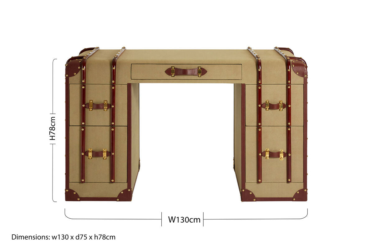 Columbus Leather Trim Canvas Desk