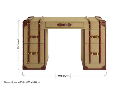 Columbus Leather Trim Canvas Desk