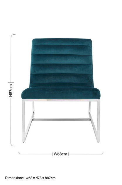 Vogue Teal Velvet Curving Profile Lounge Chair
