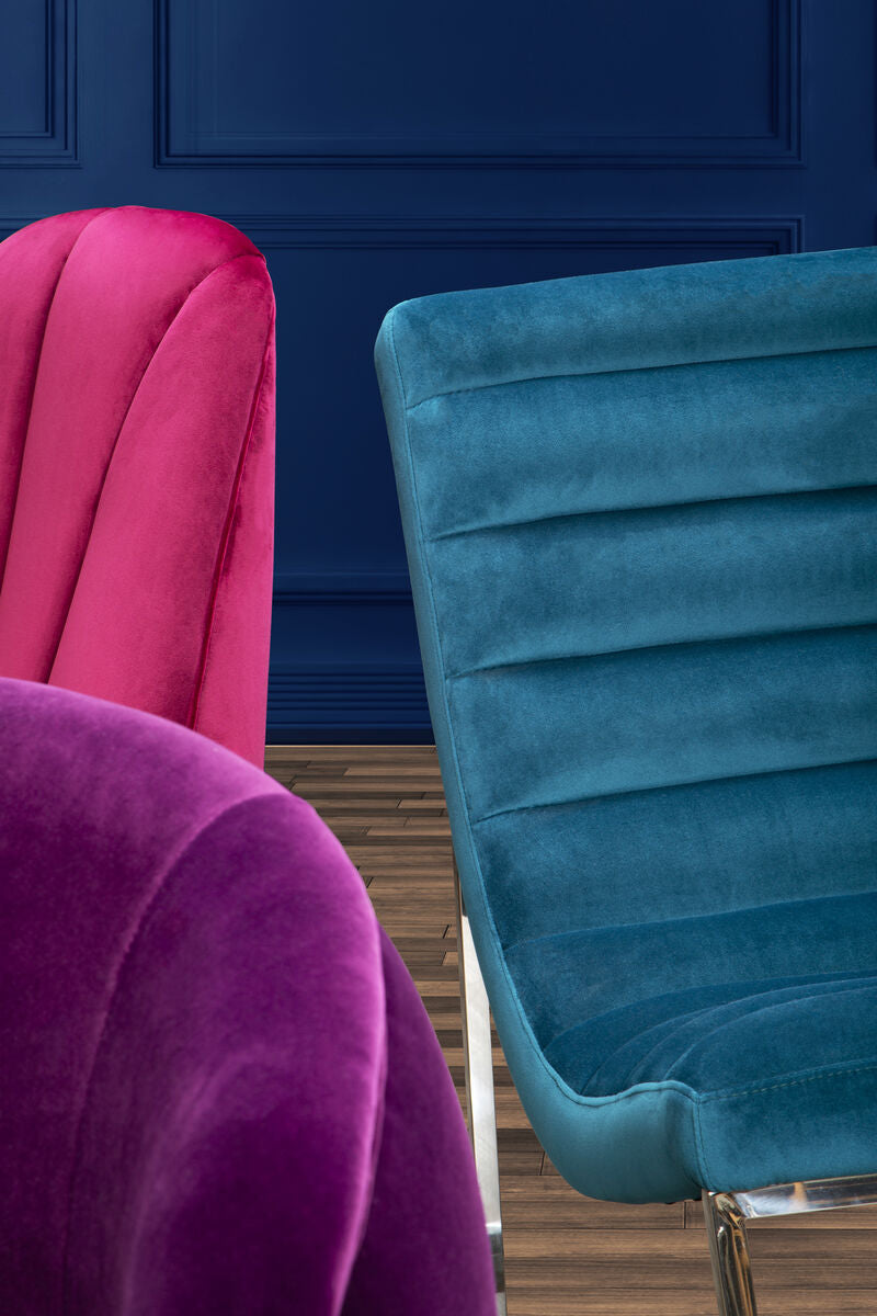 Vogue Teal Velvet Curving Profile Lounge Chair