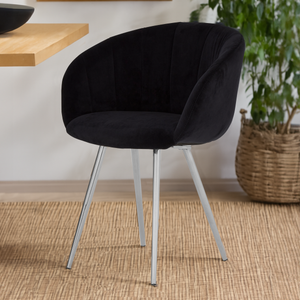 Vogue Black Velvet Dining Chair with Silver Finish Frame