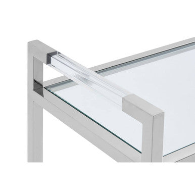 Vogue Stainless Steel Console Table With Glass Top