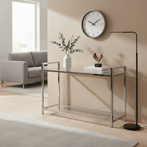 Vogue Stainless Steel Console Table With Glass Top