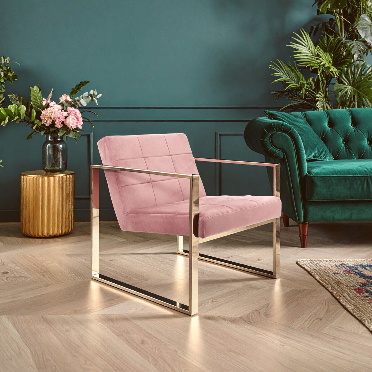 Vogue Pink Velvet Lounge Chair