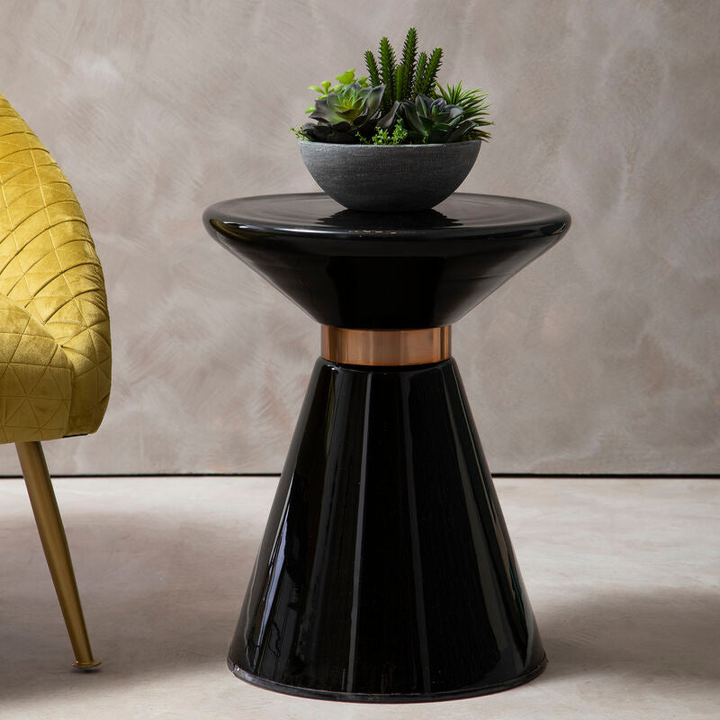 Martini Black Glass Side Table