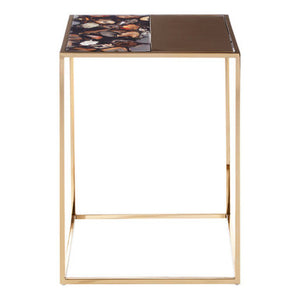 Vita Agate and Gold Finish Square Side Table