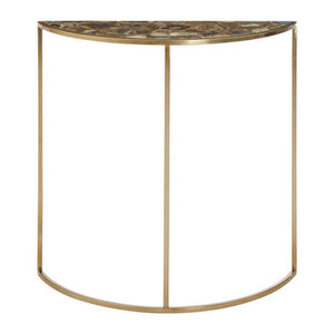 Vita Half Moon Console Table With Black Agate Top