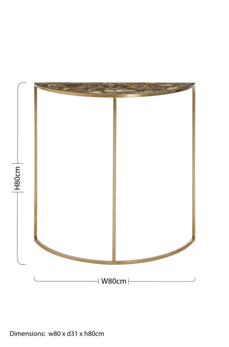 Vita Half Moon Console Table With Black Agate Top - Image 7