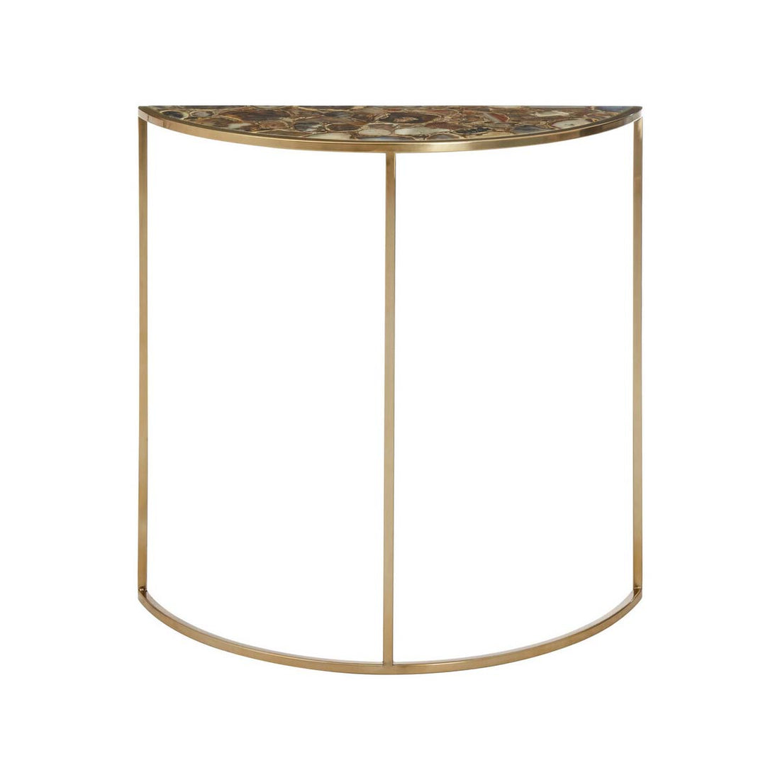 Vita Half Moon Console Table with Black Agate Top