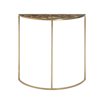 Vita Half Moon Console Table with Black Agate Top