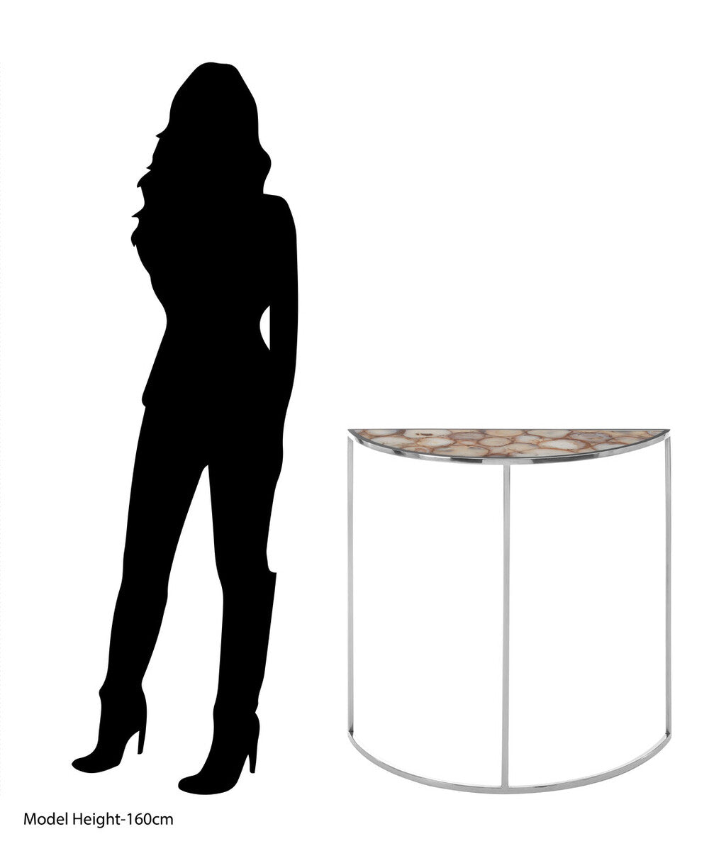 Vita Half Moon Console Table With White Agate Top