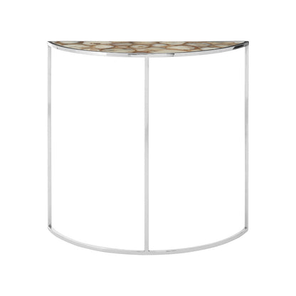 Vita Half Moon Console Table with White Agate Top