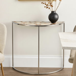 Vita Half Moon Console Table With White Agate Top
