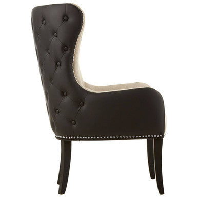 Doucet Natural Fabric Chair With Black Leather Effect Back
