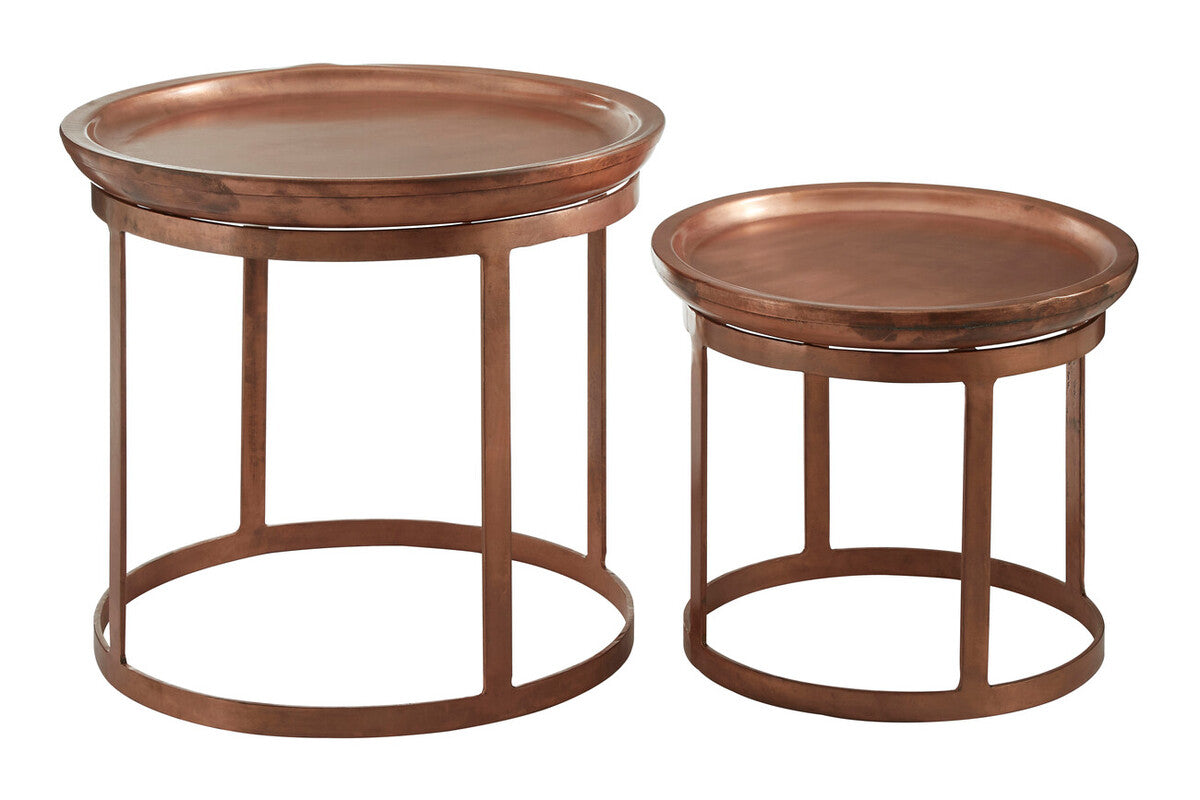 Crest Set Of Two Copper Finish Iron Tables