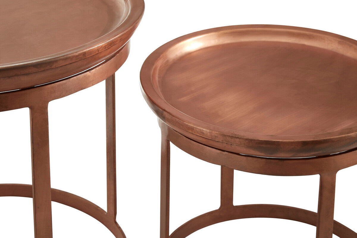 Crest Set Of Two Copper Finish Iron Tables