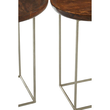 Crest Set Of 2 Iron Base And Wood Top Side Tables