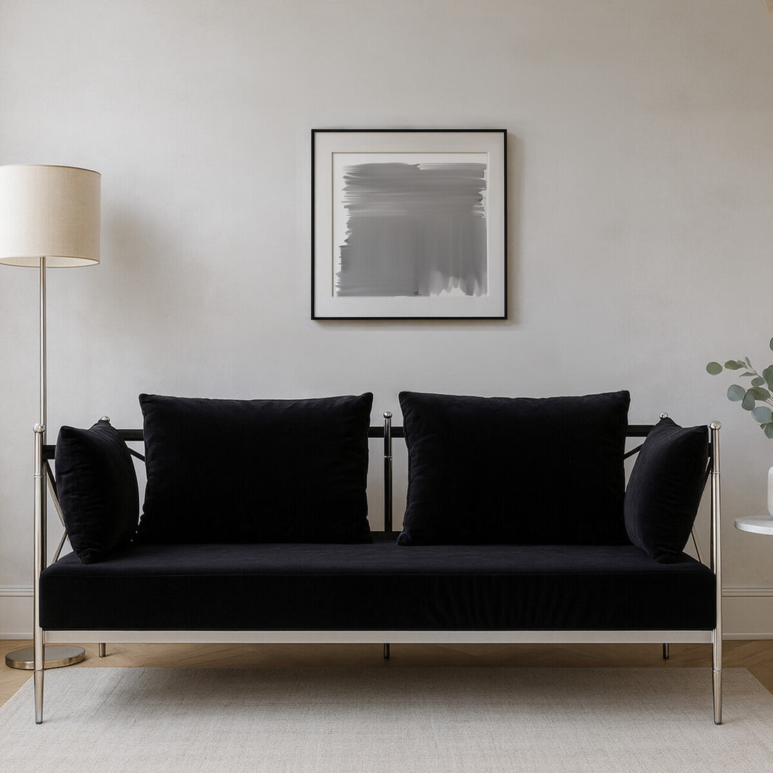 Novo 2 Seat Sofa With Silver Lattice Arms