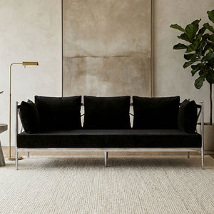 Novo Black Velvet 3 Seater Sofa