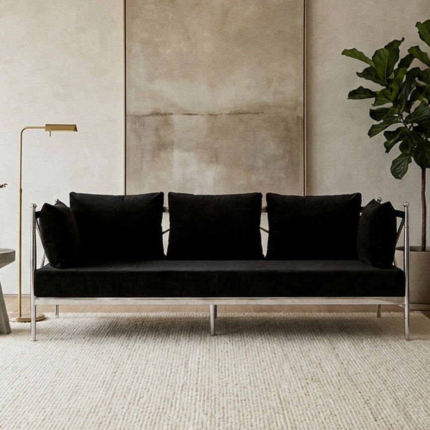 3 Seater Sofa With Silver Lattice Sides, Novo