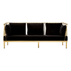 Novo 3 Seat Gold Finish Tapered Arms Sofa